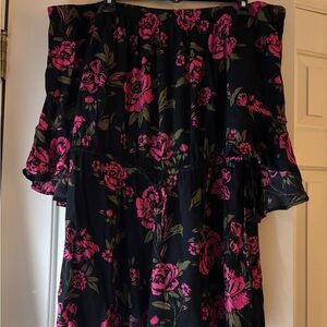 Express Black Romper with Pink Floral Pattern Size L